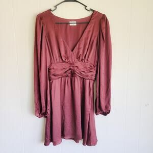 Aritzia Wilfred Long Sleeve V-neck Fit & Flare Mini Dress